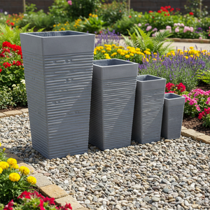 Vasi per Fiori Alti e Quadrati in Fibra di Argilla, Minimalisti, Fatti a <span class=keywords><strong>Mano</strong></span>, Biodegradabili, con Foro di Drenaggio, Ecologici, per Uso a Terra in Casa e <span class=keywords><strong>Giardino</strong></span> - Product Image 3