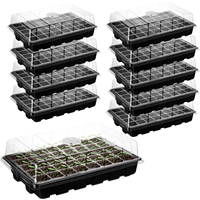 Kit de démarrage de semis avec 72 cellules, matériau PE, forme rectangulaire, dôme d'humidification, trous de drainage, noir