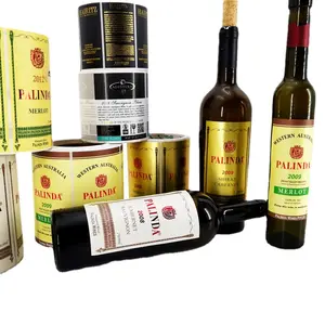 Индивидуальная индивидуальная клейкая водонепроницаемая этикетка для винных бутылок в рулоне с прозрачной печатью