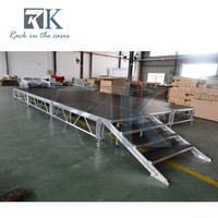 Scène modulaire portable en aluminium, plateforme réglable en hauteur, scène pour événements avec escalier pour concert, mariage, spectacle en plein air