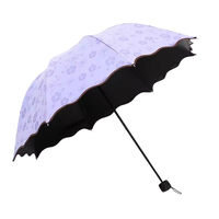 CHUVABAND Parapluie manuel de voyage 21 pouces 8K, pliable en 3 sections, anti-UV, design floral, revêtement noir, polyester, très populaire et élégant