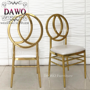 Precios de alquiler, marco de acero inoxidable dorado, respaldo redondo, <span class=keywords><strong>silla</strong></span> de boda de cuero blanco - Product Image 3