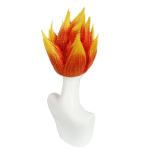 Anxin disfraz Cosplay Halloween naranja y amarillo <span class=keywords><strong>Troll</strong></span> llama fuego Goku Cosplay peluca - Product Image 6