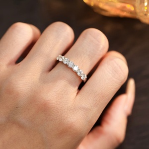 Customize 14K/18K Solid Gold Rhodium Plated <b>Ring</b> 7 Lab Grown Diamond Embrace Wedding Band for Unisex Gift-Trendy IGI Certified - Product Image 1