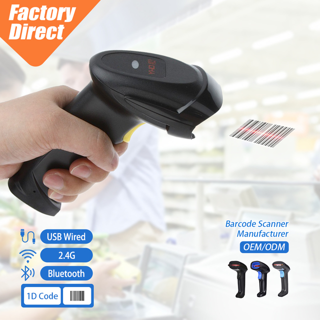 YHDAA IP54 1D Laser BT Wireless Barcode Reader 100000 Offline Storage OEM Portable Handheld Barcode Scanner