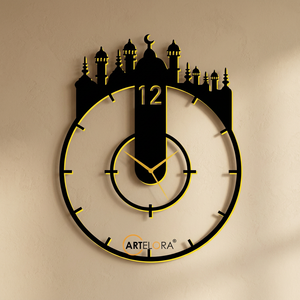 Round Plastic <b>Wall</b> <b>Clock</b> With Mosque Design Quartz Analog <b>Silent</b> For Ramadan Living Room Decor - Product Image 3