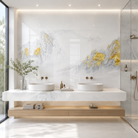 Style tendance : Dalles de pierre frittée blanches modernes polies pour îlots de cuisine, comptoirs, sols et salles de bain