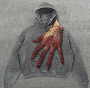 Sweat à capuche Halloween <span class=keywords><strong>Black</strong></span> <span class=keywords><strong>friday</strong></span> pour femmes et hommes, impression lavée à l'acide, pull à capuche hip-hop, crâne, épaule tombante - Product Image 1