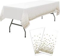 Nappe en plastique jetable de couvertures de table de rectangle de 8 pieds pour des nappes d'or de confettis d'anniversaires de partie