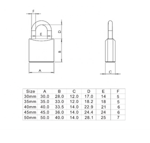 Reliable Security Sturdy Brass <b>Padlock</b> with 3 Standard Keys 30mm Brass <b>Padlock</b> Sturdy - Product Image 6