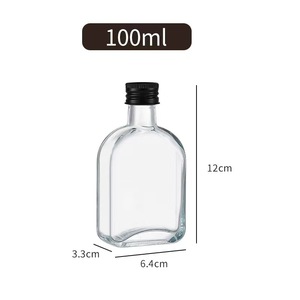 Bouteille en verre transparente plate de 100 ml la plus vendue avec bouchon à vis métallique pour boissons, vin, café, <span class=keywords><strong>tequila</strong></span> - Product Image 5