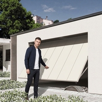 Porte de garage moderne intelligente électrique coupe-vent en acier polymère fini, isolation thermique, garantie 1 an pour entrée de villa ou de parc