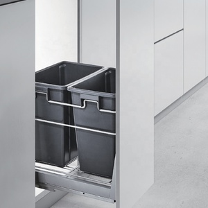 Kitchen cabinet with pull out drawer sliding basket plastic wastebin dustbin trashbin rubbish trash garbage dust waste can bin