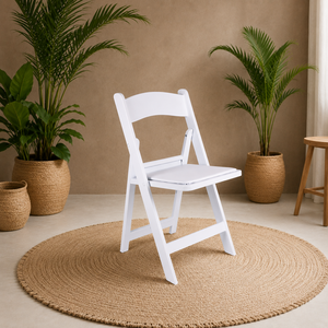 <b>White</b> Resin Modern Comfortable Foldable Outdoor <b>Dining</b> <b>Chair</b> for Hotel & Villa Events-Lightweight & Water Resistant - Product Image 1