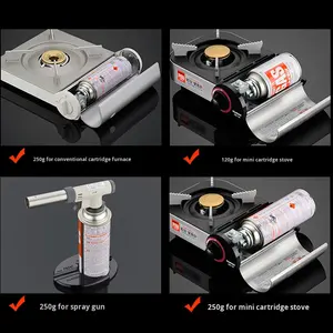 Toptan Mini Gaz Kartuşu Ocak Açık Hava Pişirme Bütan 120G Model Vidalı Kapaklı Metal Teneke Çin Malı - Product Image 2
