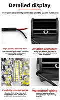 Projecteur de travail LED incurvé à triple lentille de 4 pouces, 60W, 6000 lumens, 12V/24V, pour véhicules tout-terrain, voitures, camions, UTV, ATV
