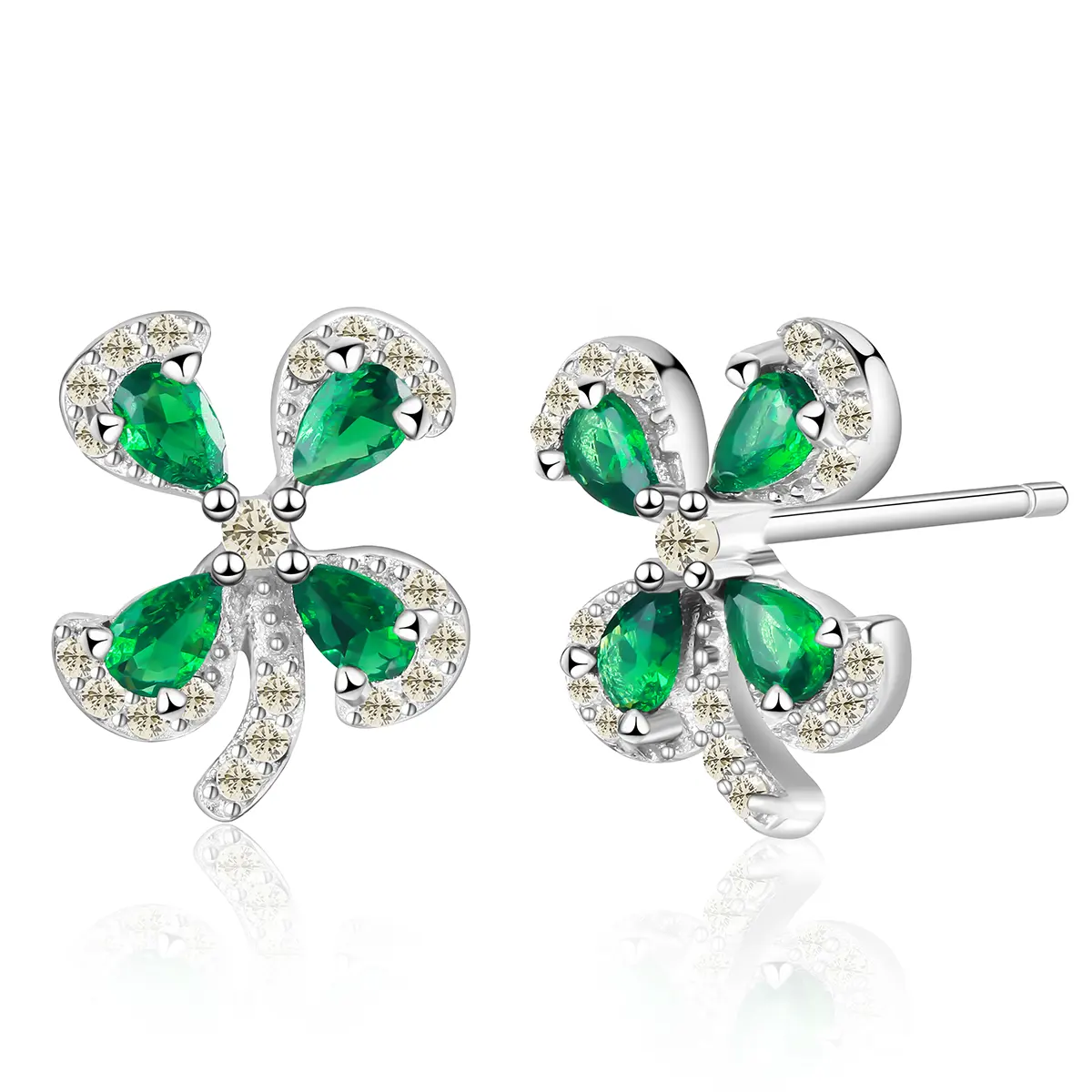 Boucles d'oreilles de créateur AAA Emerald Cubic Zirconia Boucles d'oreilles de mariage en argent sterling Citrine CZ pour femmes