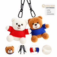 Porte-clés en peluche ours mignon avec T-shirt, petit ours en peluche, pendentif pour sac à dos, breloque, logo personnalisé, cadeau vestimentaire, vente en gros OEM