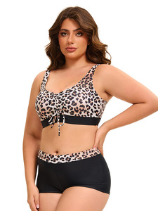 Traje de baño de talla grande ecológico con diseño de espalda recortada con estampado de patrón sólido para mujer europea americana Sexy - Product Image 4