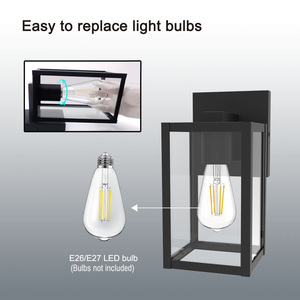 Applique murale extérieure en aluminium résistant aux intempéries avec ampoule remplaçable E26/E27, homologuée ETL, 120V, pour porche - Product Image 3