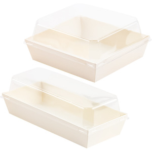 Boîte à salade biodégradable à emporter avec couvercle en plastique et papier kraft pour récipients à gâteaux gaufrés et laminés mats pour <span class=keywords><strong>sushis</strong></span> - Product Image 1