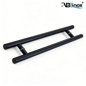 Manija Moderna para Puerta de Vidrio, Tipo Empujar y Tirar, en Forma de H, para Ducha u Oficina, de Acero Inoxidable Negro - Product Image 1