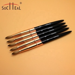 Mango de Metal negro de etiqueta privada <span class=keywords><strong>2022</strong></span>, Pincel acrílico Kolinsky puro, cabeza arrugada y redonda, para <span class=keywords><strong>uñas</strong></span> acrílicas, 100% - Product Image 2