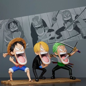 Statuette <span class=keywords><strong>Anime</strong></span> One Piece: Monkey D. Luffy, Roronoa Zoro, Sanji il Capitano della Fame - Decorazioni e Giocattoli Trendy da Scrivania - Product Image 1