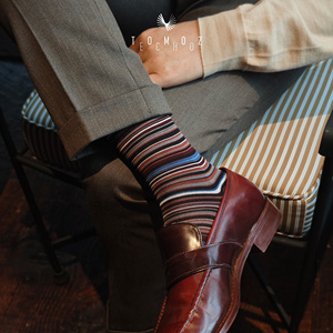 Calcetines de Vestir para Hombre de Lujo, de Algodón Egipcio/Nailon, Antibacterianos, Transpirables, con Rayas Finas y Refinadas para Trajes de Negocios - Product Image 1