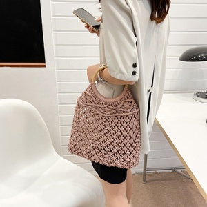 Borsa a mano per lo Shopping in rete da pesca da spiaggia intrecciata a mano di moda borsa a mano Boho per le donne - Product Image 3