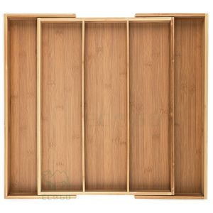 Plateau à couverts extensible en bambou, largeur réglable, écologique, organisateur multifonctionnel pour tiroir de cuisine - Product Image 1