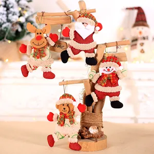 Gelukkig Nieuwjaar Kerstversieringen Kerstcadeau Santa Claus Sneeuwpop Speelgoedboom Hanger Pop Hang Decoraties