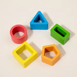 Montessori mainan kognitif warna bentuk kayu papan pencocokan mainan pendidikan dini Anak
