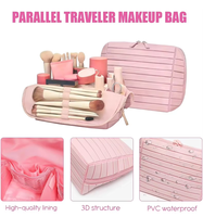 Trousse de Maquillage Pliable en PVC Style Européen avec Fermeture Éclair, Grande Capacité, Multifonction, Portable, Sac de Rangement Géométrique à Compartiments