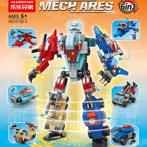 Lele Brother 6 en 1 Briques <span class=keywords><strong>de</strong></span> Construction Policières Transformables Jouets Voiture Anti-explosion SWAT Blocs Éducatifs Modèle Jouet 371 Pièces - Product Image 4