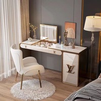 Table de toilette moderne et contemporaine en bois, style luxueux et élégant, design intégré, mobilier de chambre haut de gamme pour influenceurs