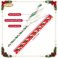 YACHEN Lot de 25 pailles en papier de Noël imprimées, écologiques, 12 motifs pour fêtes de Noël, café, bubble tea