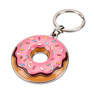 Porte-clés en métal émaillé en forme de donut, cupcake, crème glacée, mignons et variés, personnalisables avec logo, fournisseur de cadeaux promotionnels pour usines - Product Image 1