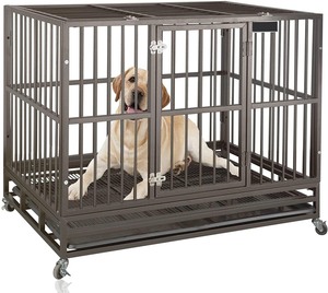 <span class=keywords><strong>Cage</strong></span> entièrement métallique pour chien, dispositif robuste de 36, 42 ou 48 pouces, avec roulettes - Product Image 1