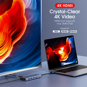 12 trong 1 <span class=keywords><strong>USB</strong></span> HUB Loại C để HDTV VGA 1000Mbps RJ45 SD/TF USB3.0 USB2.0 âm thanh <span class=keywords><strong>USB</strong></span> C PD 100W sạc đa cổng <span class=keywords><strong>USB</strong></span> HUB - Product Image 4