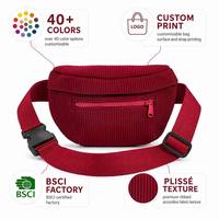 Sac banane personnalisé en velours côtelé avec logo sur mesure, vente en gros, fabricant OEM, pour le voyage
