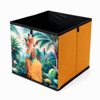 Boîte de rangement imprimée 30x30x30 cm, panier cube imprimé jungle, bac de rangement en PP non tissé pour chambre d'enfant, chambre à coucher, salon