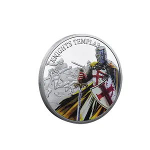 Customize various types of metal commemorative coins silver custom metal coins knights templar coin