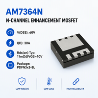 Transistor de puissance MOSFET à canal N AM7364N 60V 30A DFN 3.3x3.3 avec RDS de 11 mOhm pour appareils électroniques