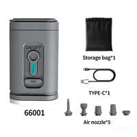 Pompe à air électrique sans fil QY Mini 3-en-1 avec moteur DC, gonfleur/dégonfleur intelligent pour la maison avec lumières, recharge USB, batterie 1200 mAh