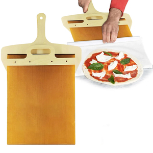 Pelle à pizza coulissante avec manche en bois amovible, spatule à pizza antiadhésive pour la cuisson au four à domicile, plaque de glissement pour desserts - Product Image 1