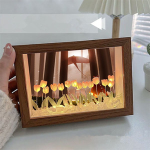 DIY Tulip LED Night <strong>Light</strong> INS Creative Bedroom pink Purple Free Custom Photos Flower <strong>Lights</strong> <strong>Table</strong> Lamp for Christmas Gift - Product Image 1