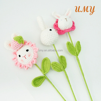 Ramos De Wholesale, bouquet de fleurs artificielles éternelles en tricot, rose en crochet, cadeau de remise de diplôme, fleurs pour la fête des mères