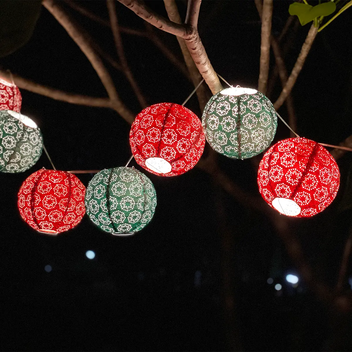 Nicro Lentera Kertas Tahan Air Gantung Luar Ruangan Dekorasi Festival Lampu Natal Tali Baterai
