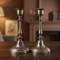 Chandeliers vintage en argent plaqué, porte-bougies en laiton antique, support de bougie conique classique, décoration de table pour la maison et les mariages